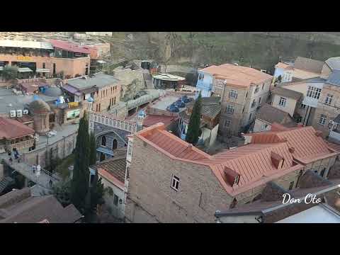 Банный квартал Старого Тбилиси с птичьего полета. Абанотубани. Тбилиси.  Old Tbilisi from a height.